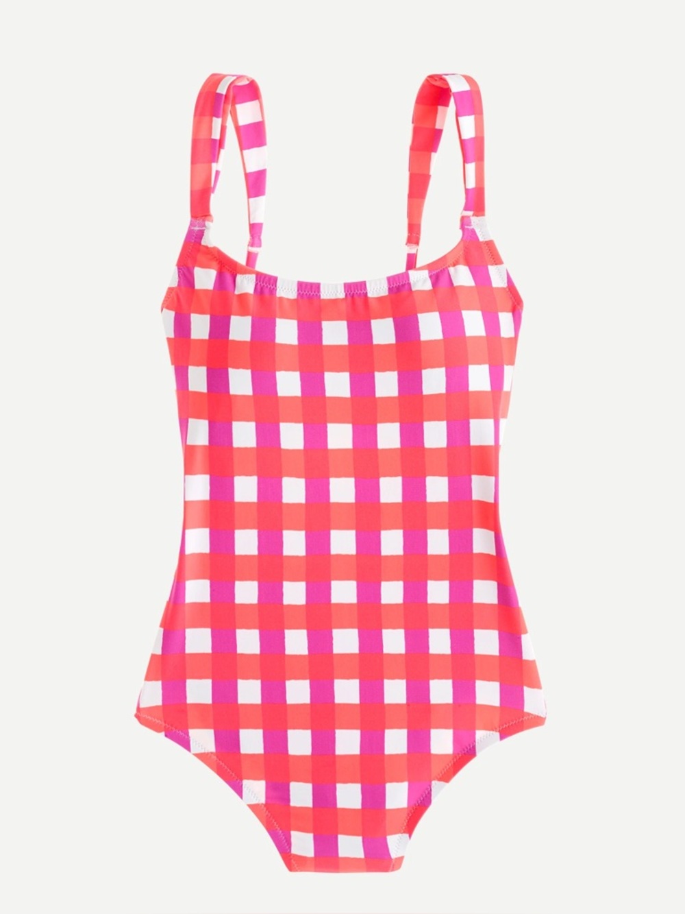 J. Crew x SZ Blockprints Wide Strap One Piece in Pink Gingham